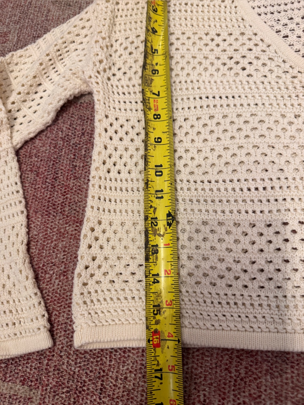 Billabong v neck crochet v neck long sleeve cream sweater sz small like new - Picture 5 of 9